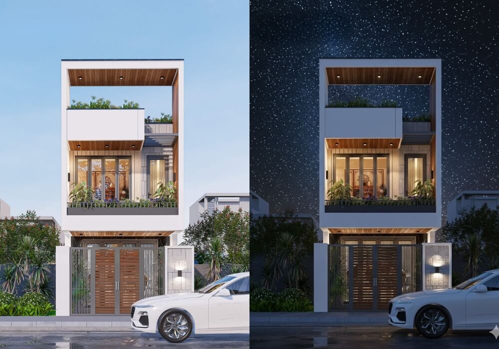 Nhà lệch tầng đẹp 5m tinh tế và sang trọng đầy hiện đại