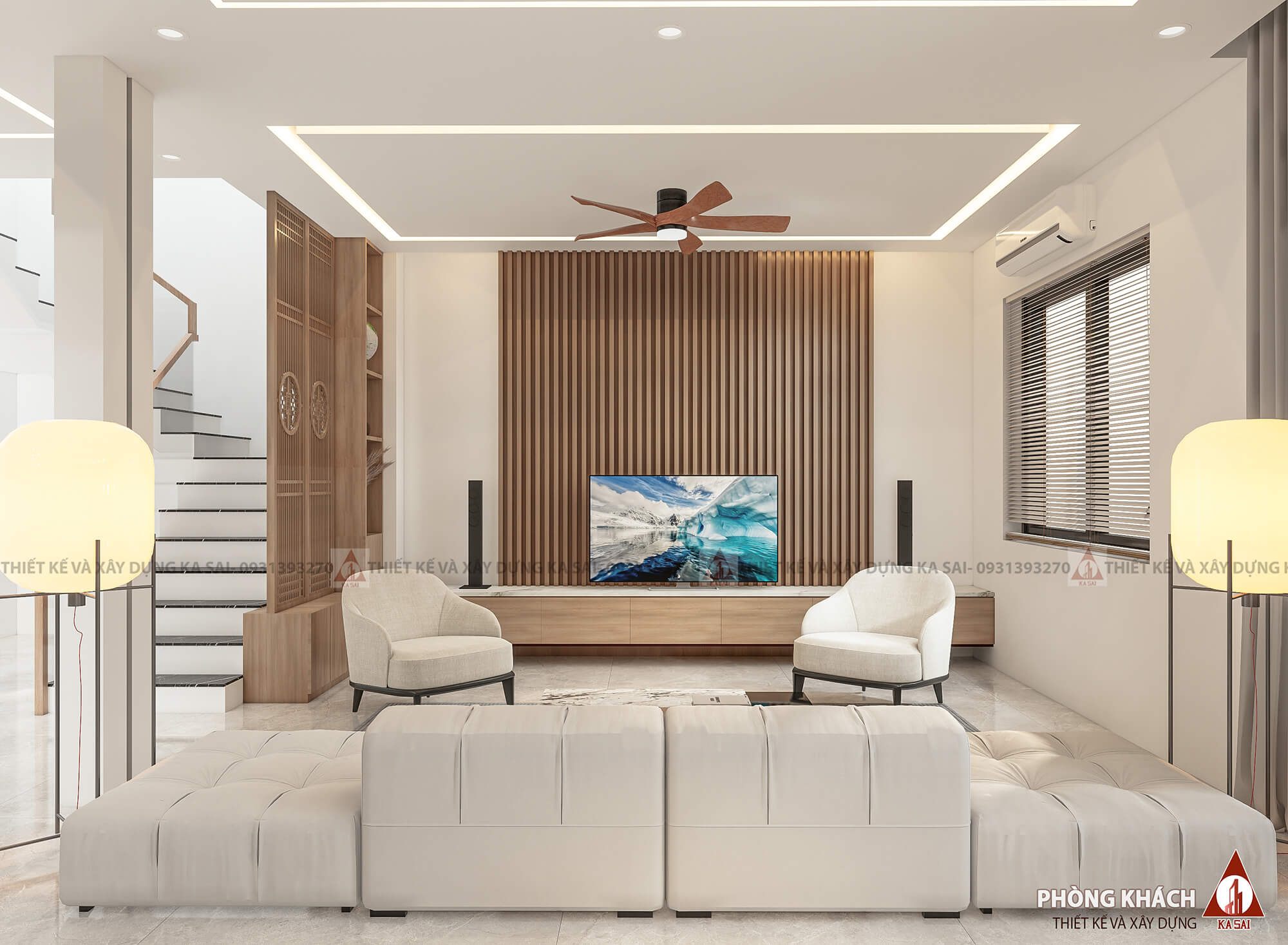 Phòng khách thiết kế nhà 9x12m