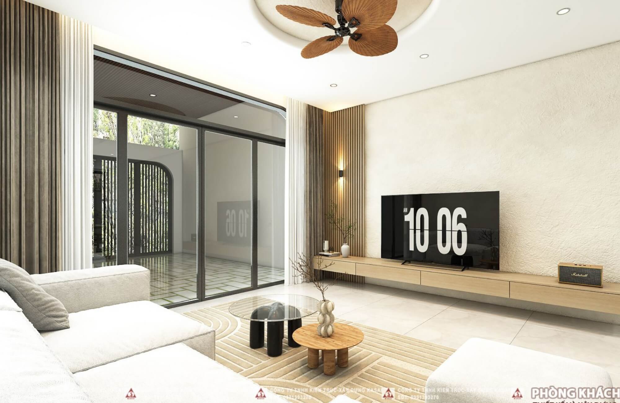 Phòng khách thiết kế nhà phố 4x18m 4 tầng