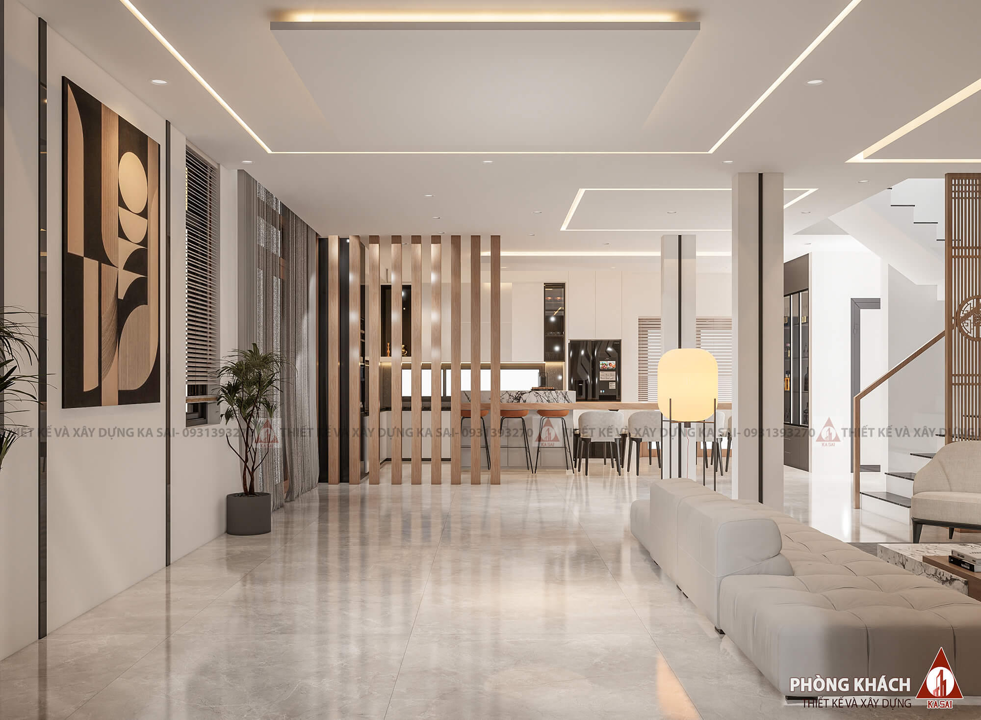 Phòng khách thiết kế nhà 9x12m