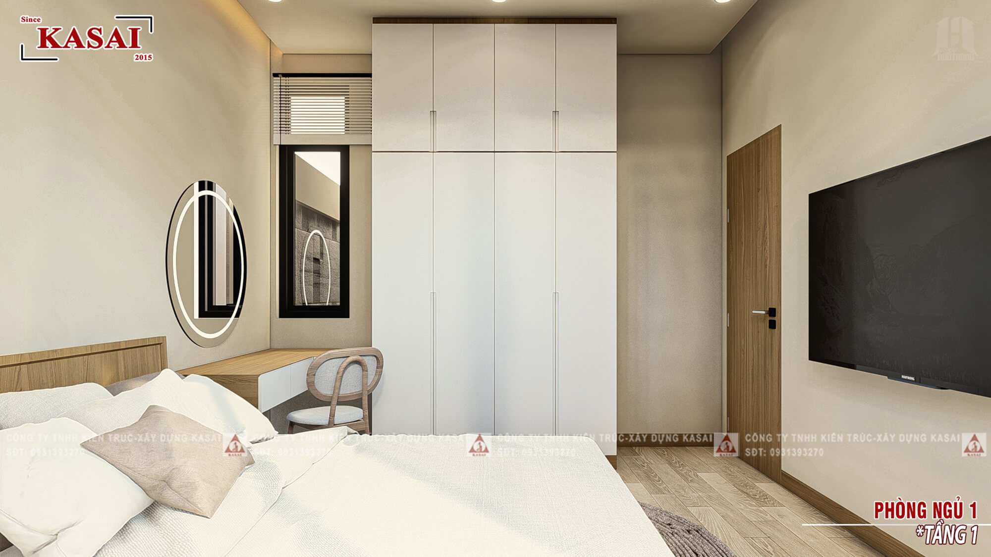 Phòng ngủ 1 thiết kế nhà ống 4x15m 2 tầng đẹp