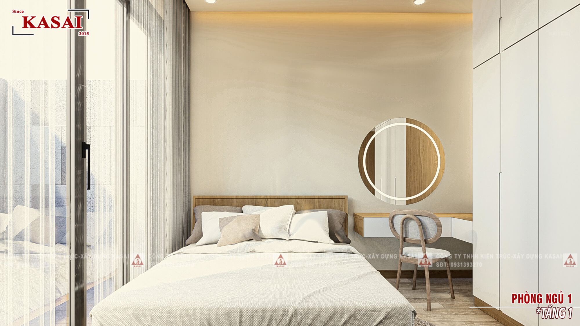 Phòng ngủ 1 thiết kế nhà ống 4x15m 2 tầng đẹp