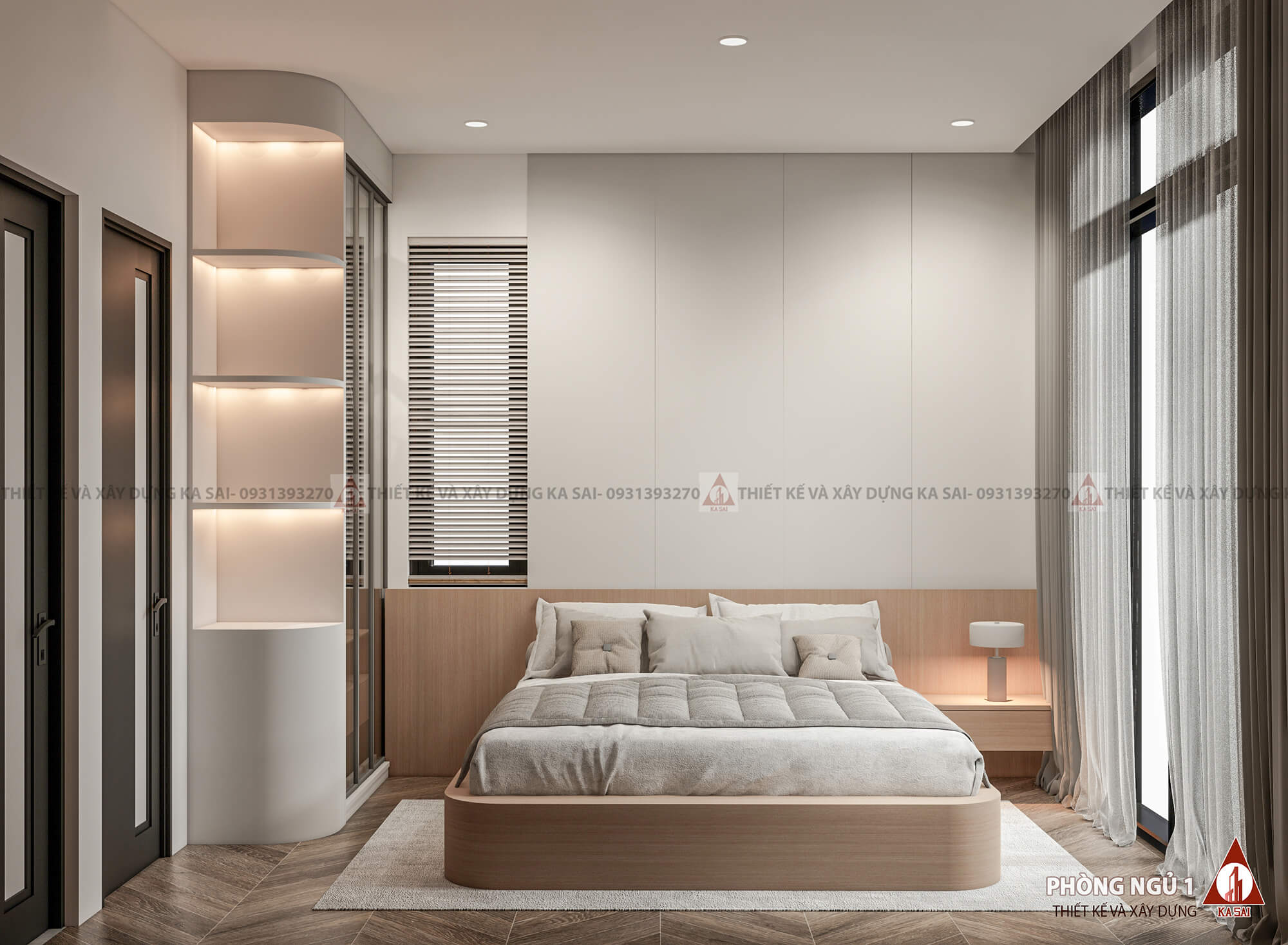 Phòng ngủ 1 nhà 8x10m mẫu nhà vuông 2 tầng 80m2