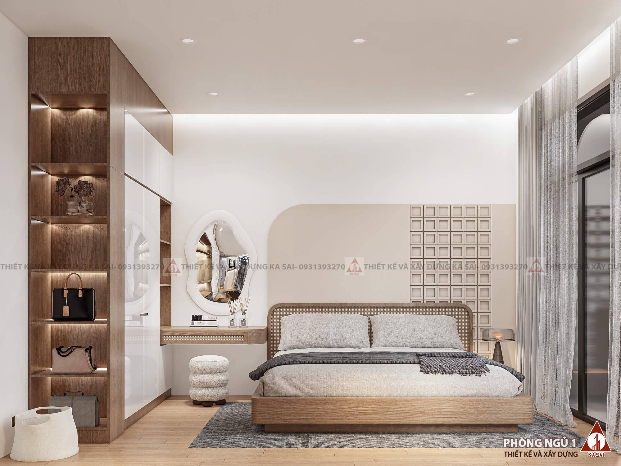 Phòng ngủ 1 nhà 2 tầng đẹp 3 phòng ngủ diện tích 6m x13m