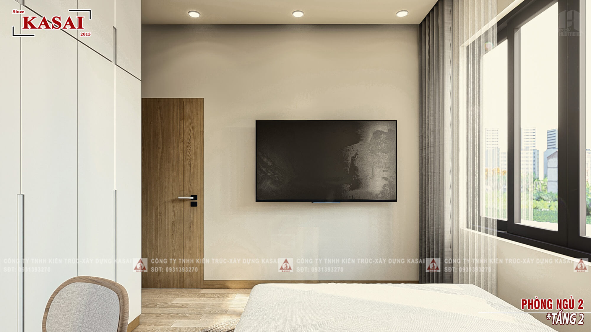 Phòng ngủ 2 thiết kế nhà ống 4x15m 2 tầng đẹp