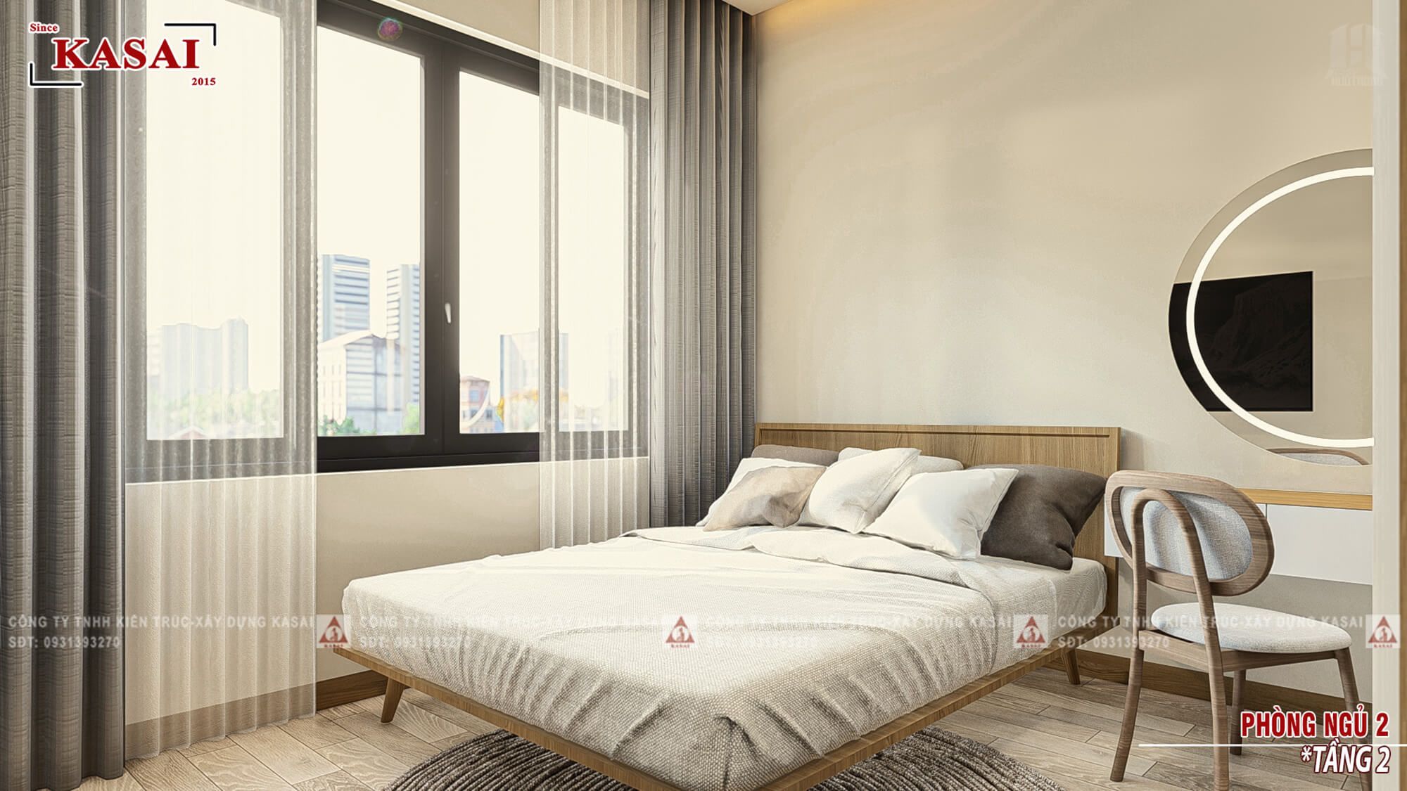 Phòng ngủ 2 thiết kế nhà ống 4x15m 2 tầng đẹp
