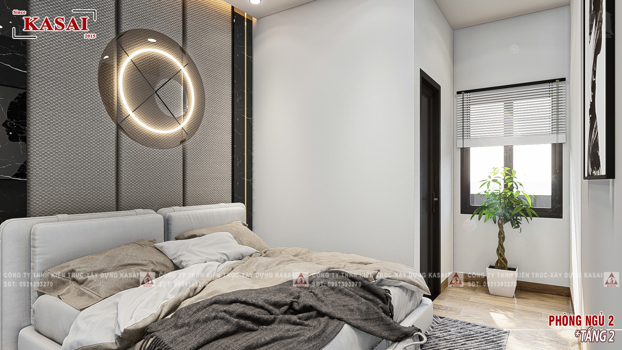 Phòng ngủ 2 nhà 2 tầng 4,5 x20m