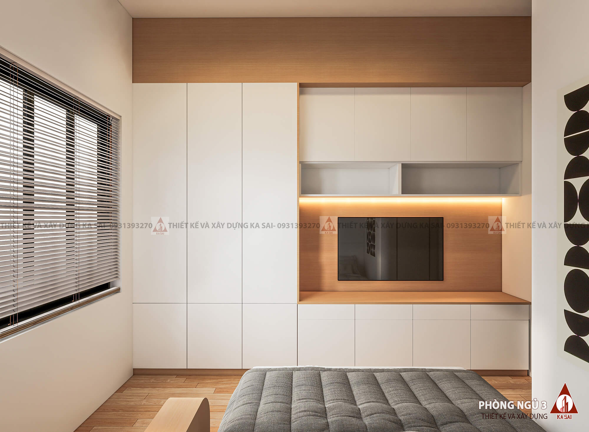 Phòng ngủ 3 thiết kế nhà 100m2 5x20 3 tầng