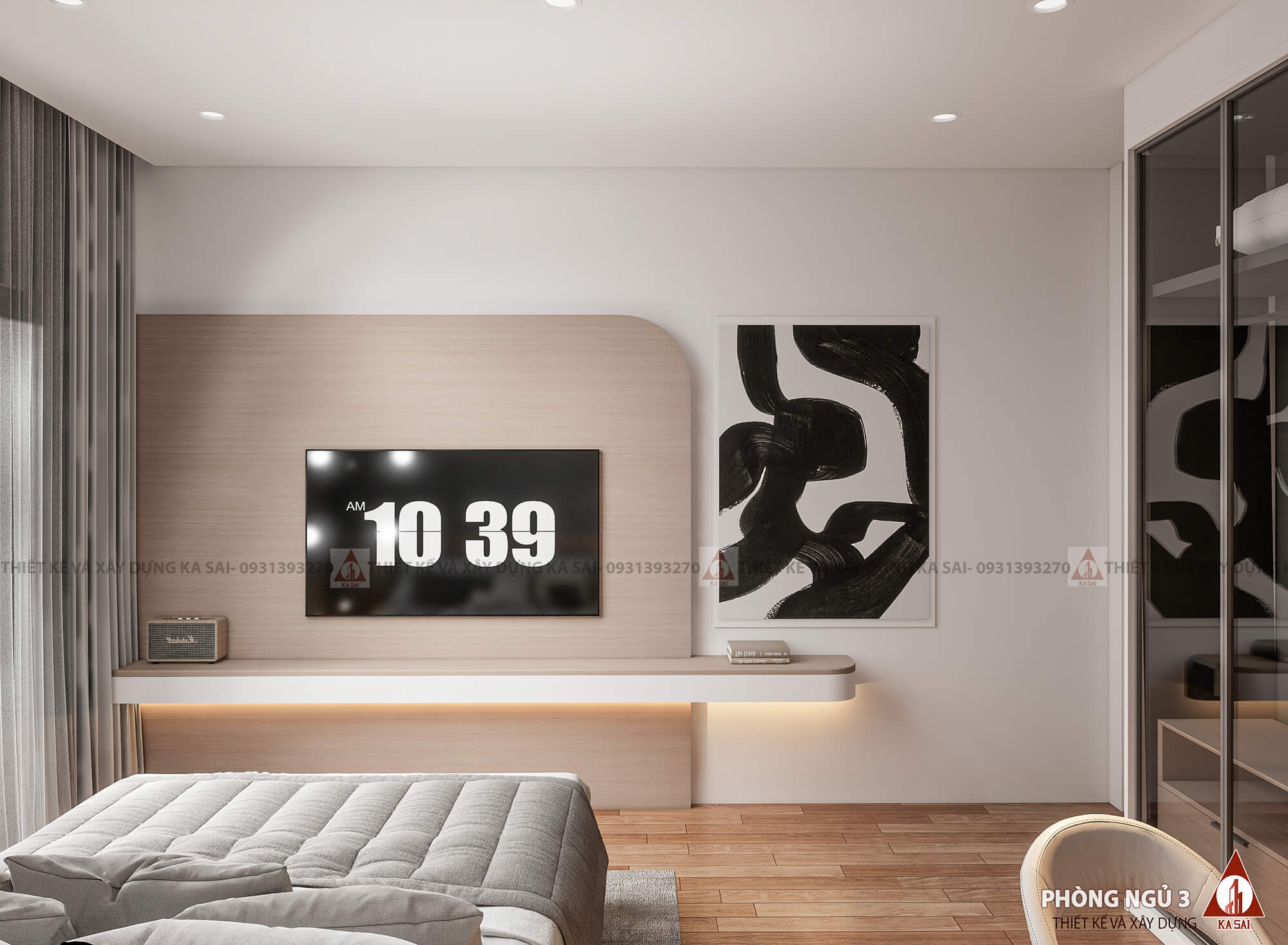 Phòng ngủ thiết kế mẫu nhà 9x12m đẹp 3 tầng