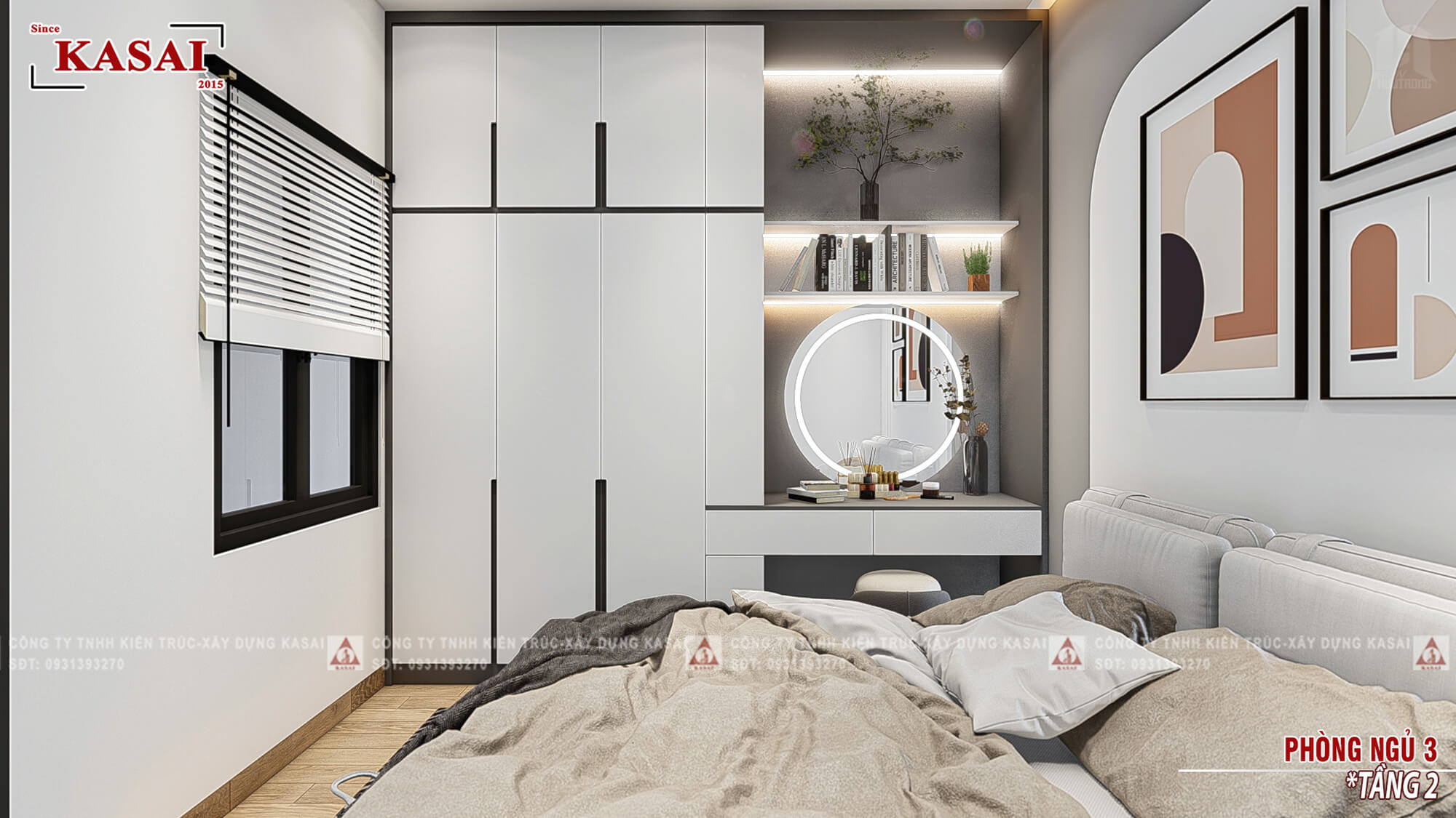 Phòng ngủ 2 nhà 2 tầng 4,5 x20m