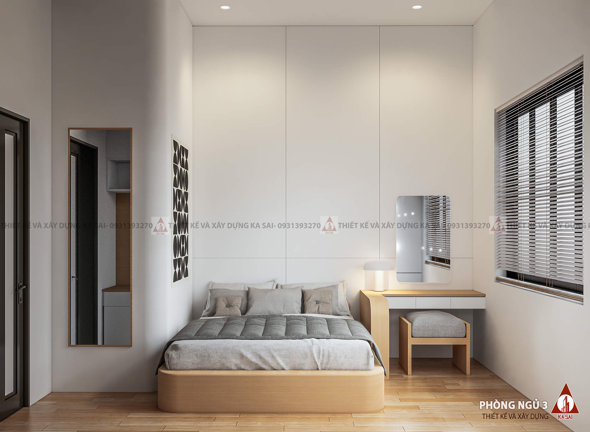 Phòng ngủ 3 thiết kế nhà 100m2 5x20 3 tầng