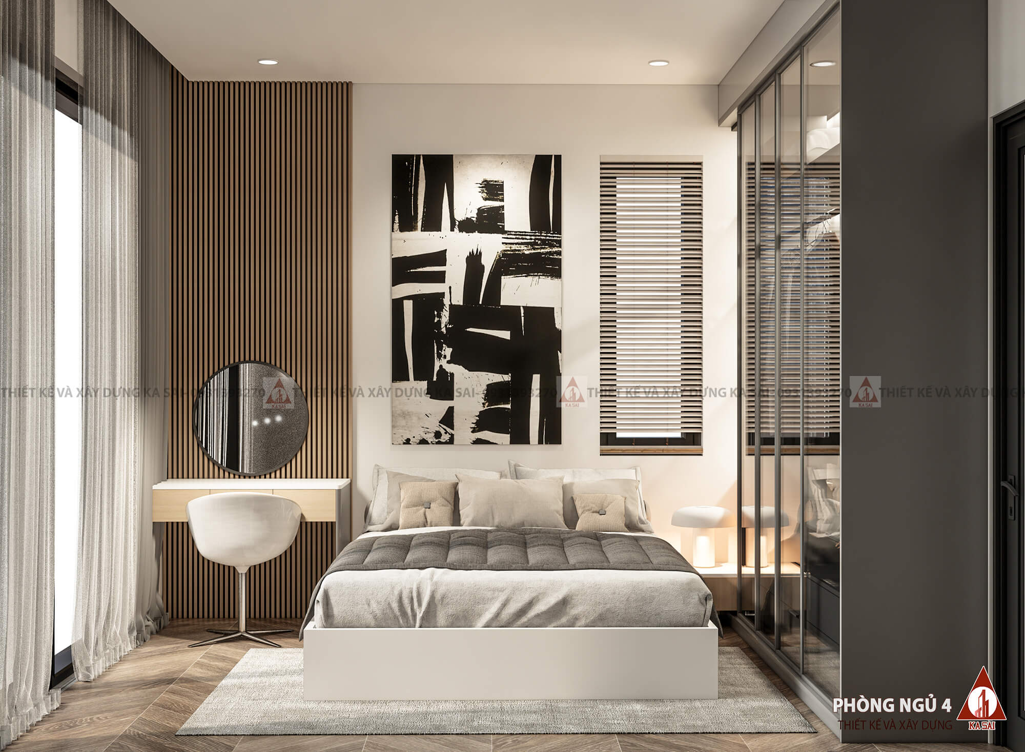 Phòng ngủ 4 nhà 8x10m mẫu nhà vuông 2 tầng 80m2