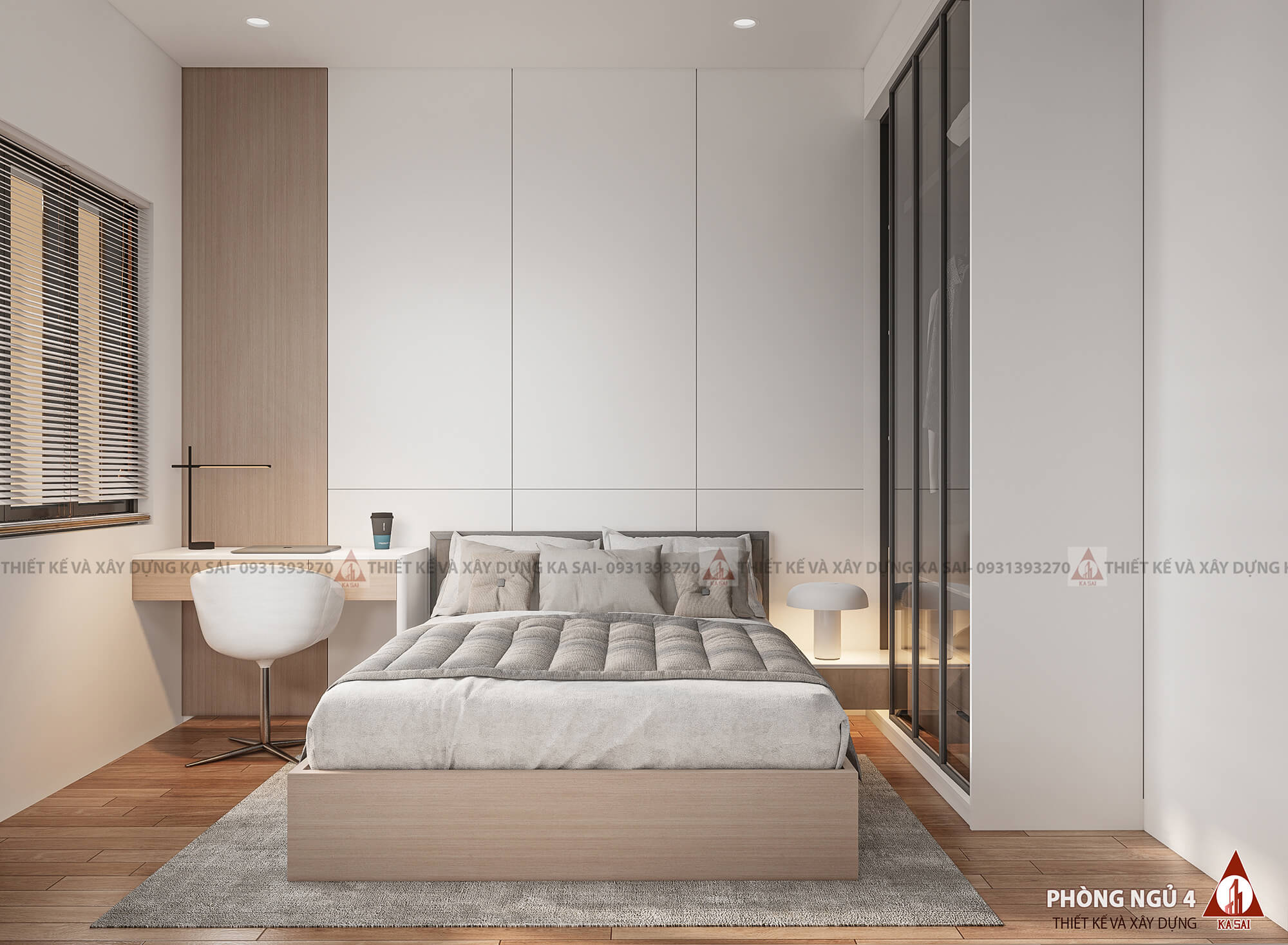 Phòng ngủ thiết kế mẫu nhà 9x12m đẹp 3 tầng