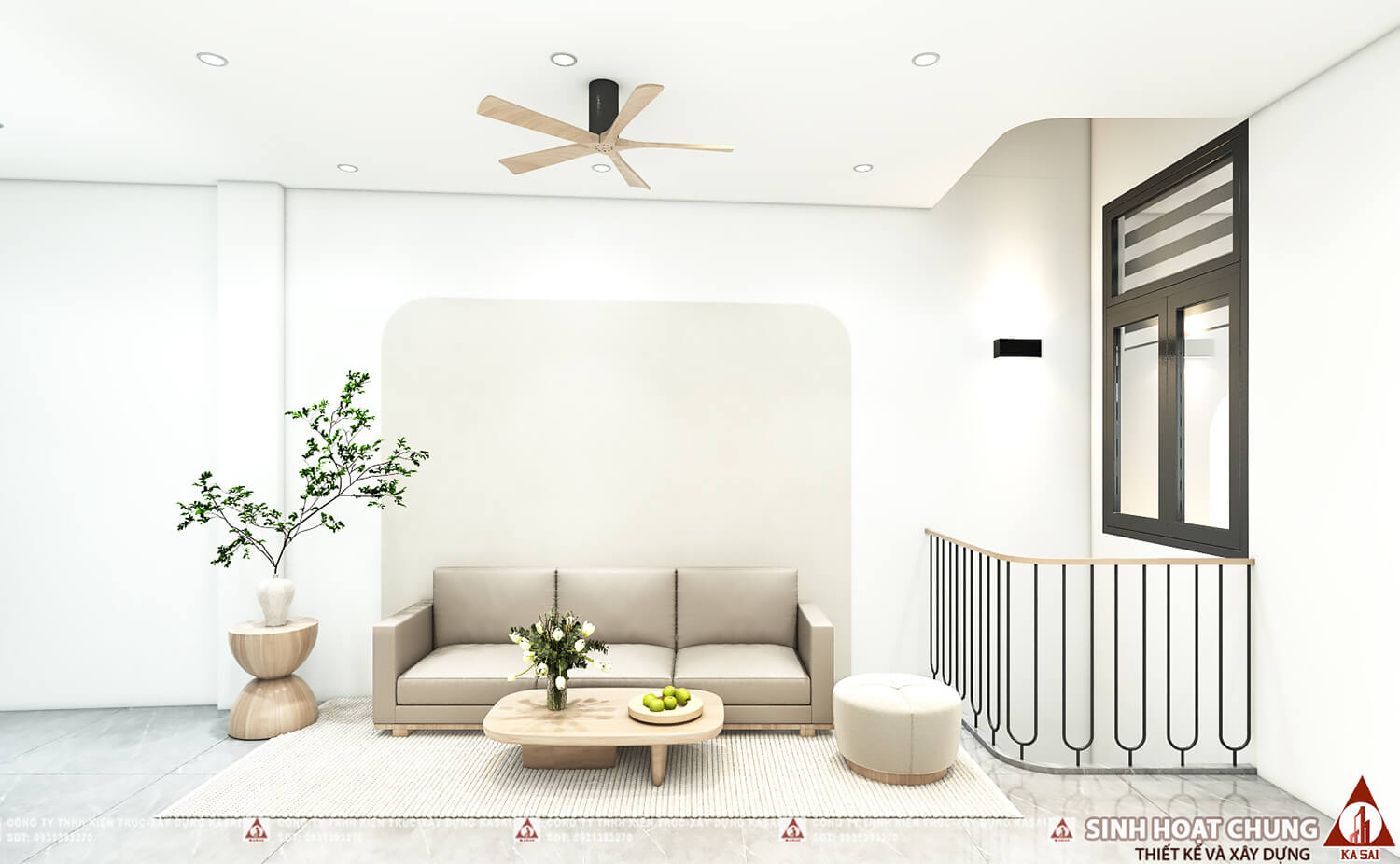 Phòng sinh hoạt chung xây nhà trên đất thóp hậu