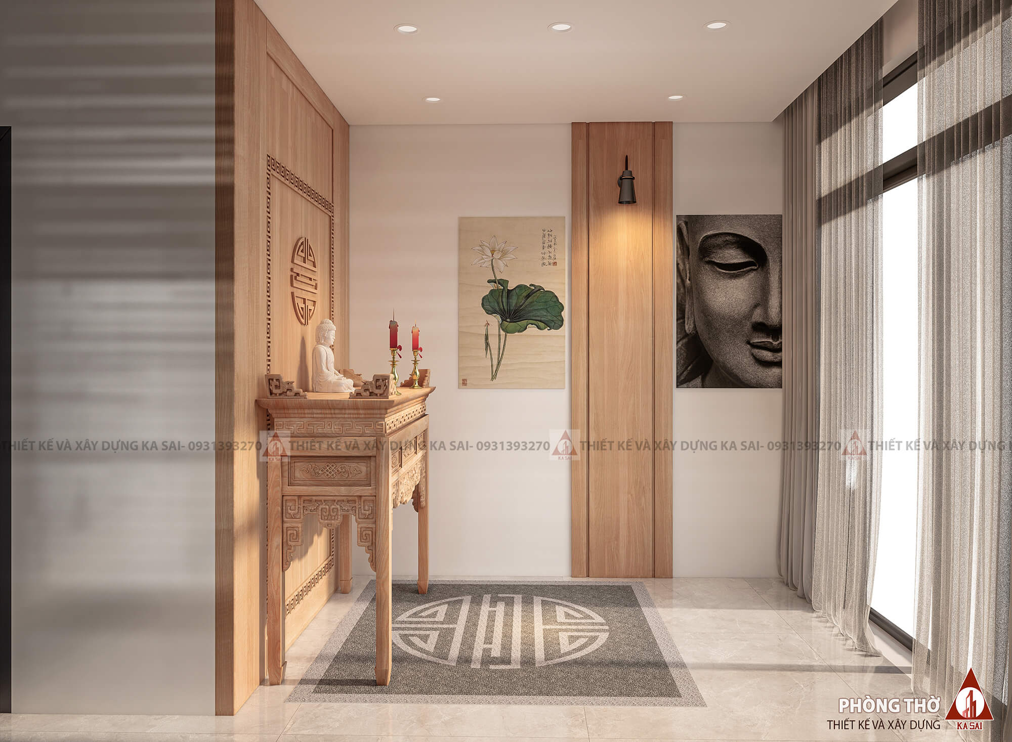 Phòng thờ thiết kế nhà 9x12m