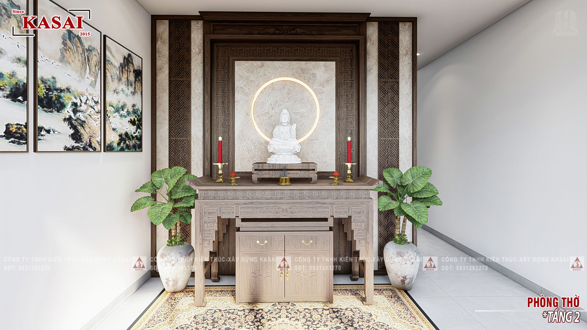 Phòng thờ nhà 2 tầng 4,5 x20m