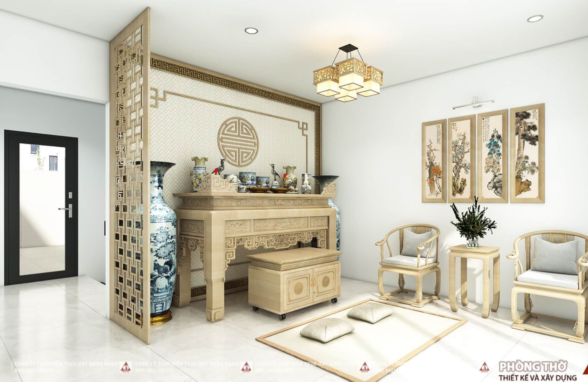 Phòng thờ thiết kế nhà phố 4x18m 4 tầng