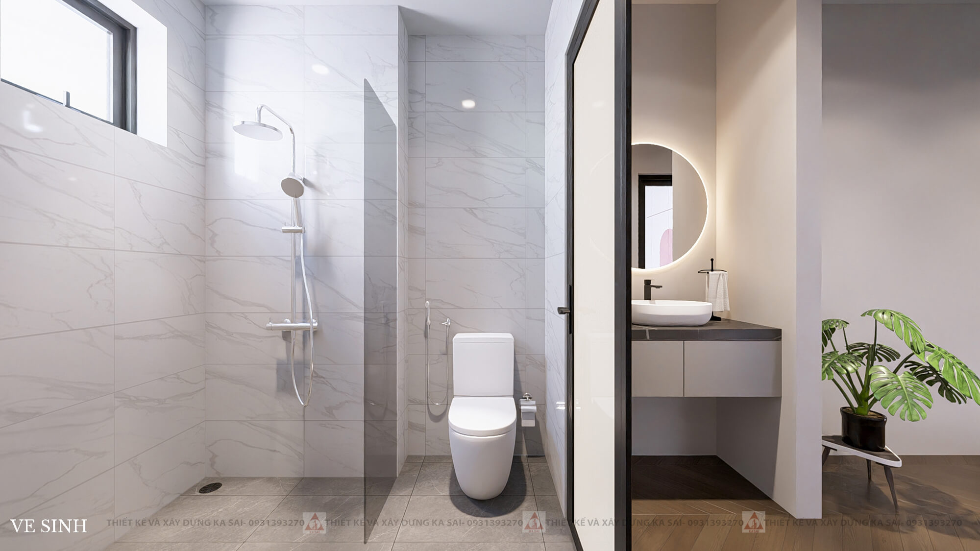 Phòng WC mẫu nhà ống 3 tầng mặt tiền 4,5m