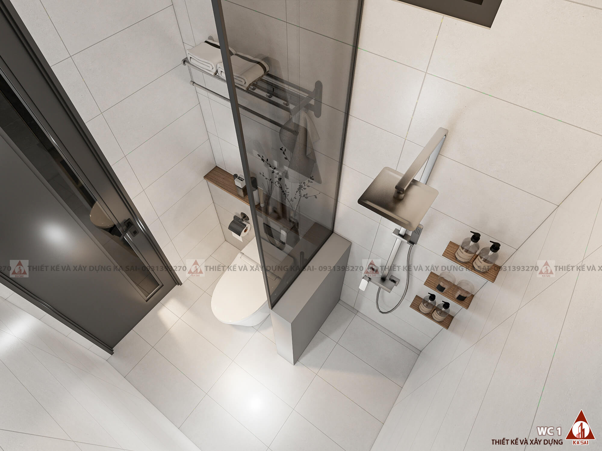 Phòng WC nhà 2 tầng đẹp 3 phòng ngủ diện tích 6m x13