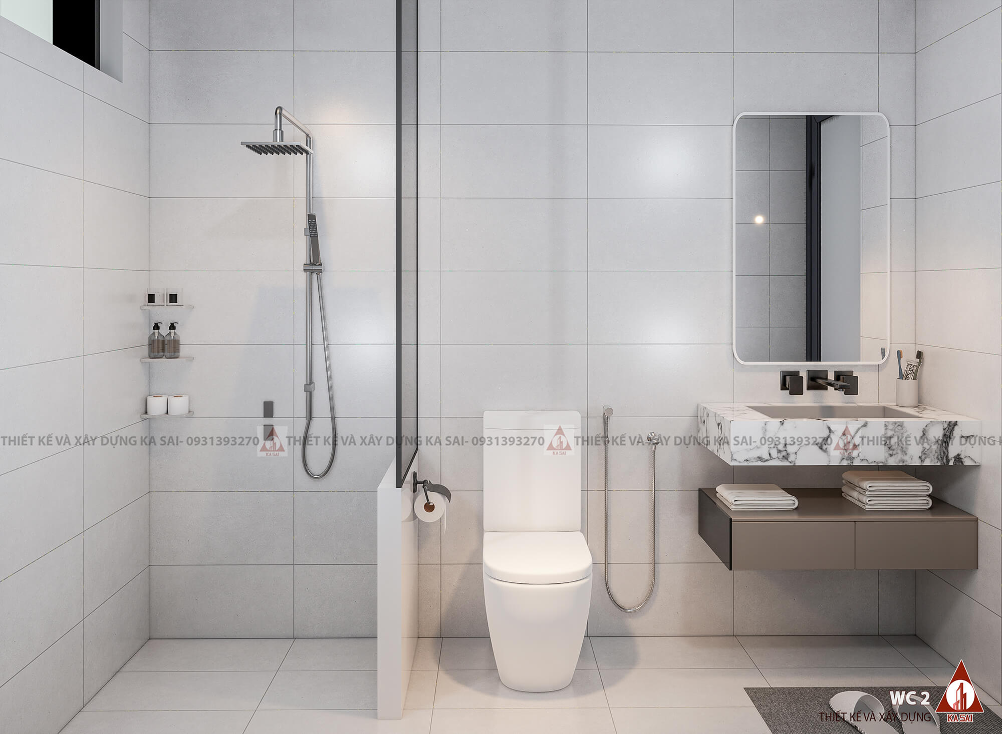 Phòng ngủ 3 thiết kế nhà 2 tầng 9x12m