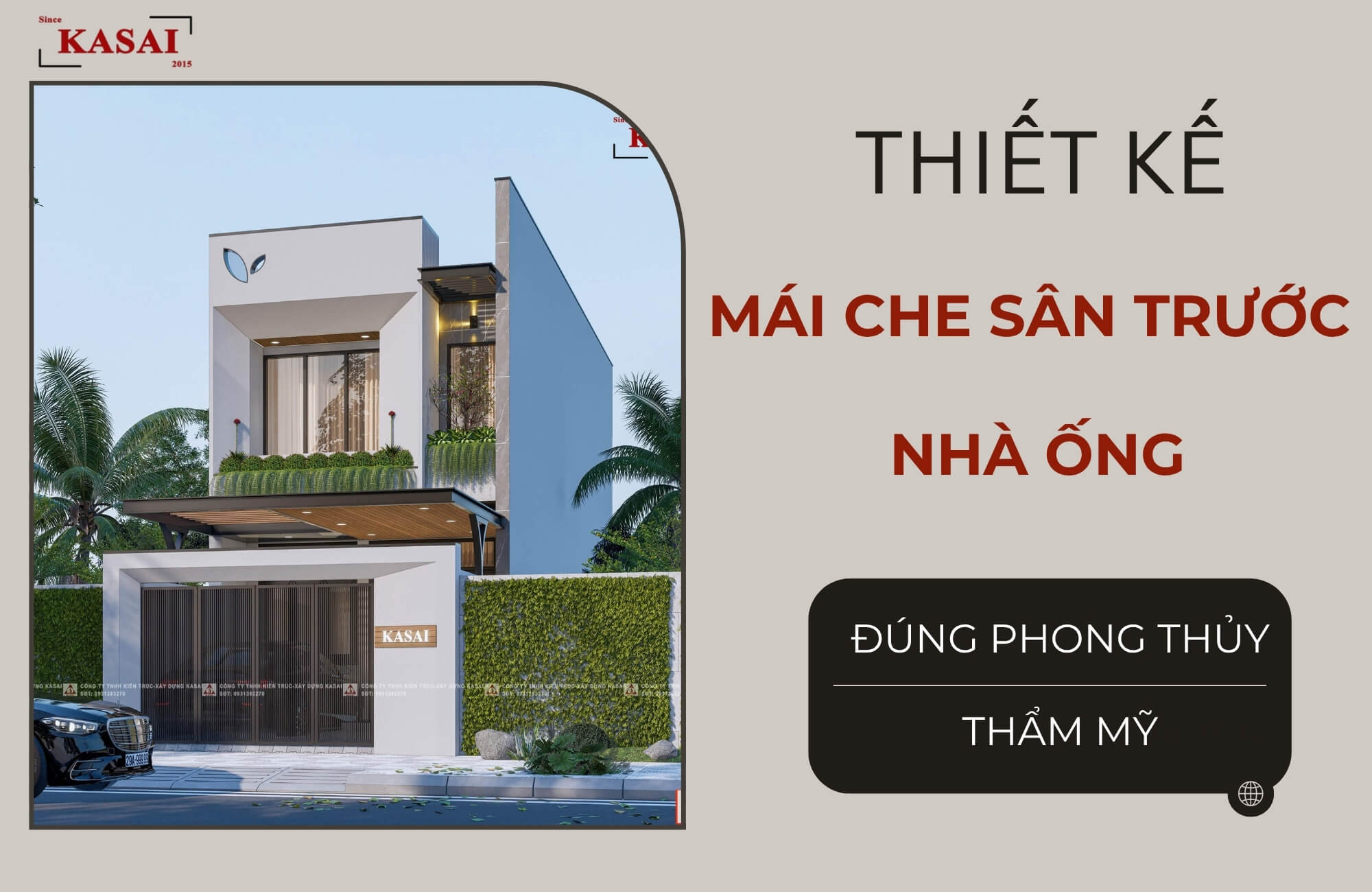 Thiết kế mái che sân trước nhà ống