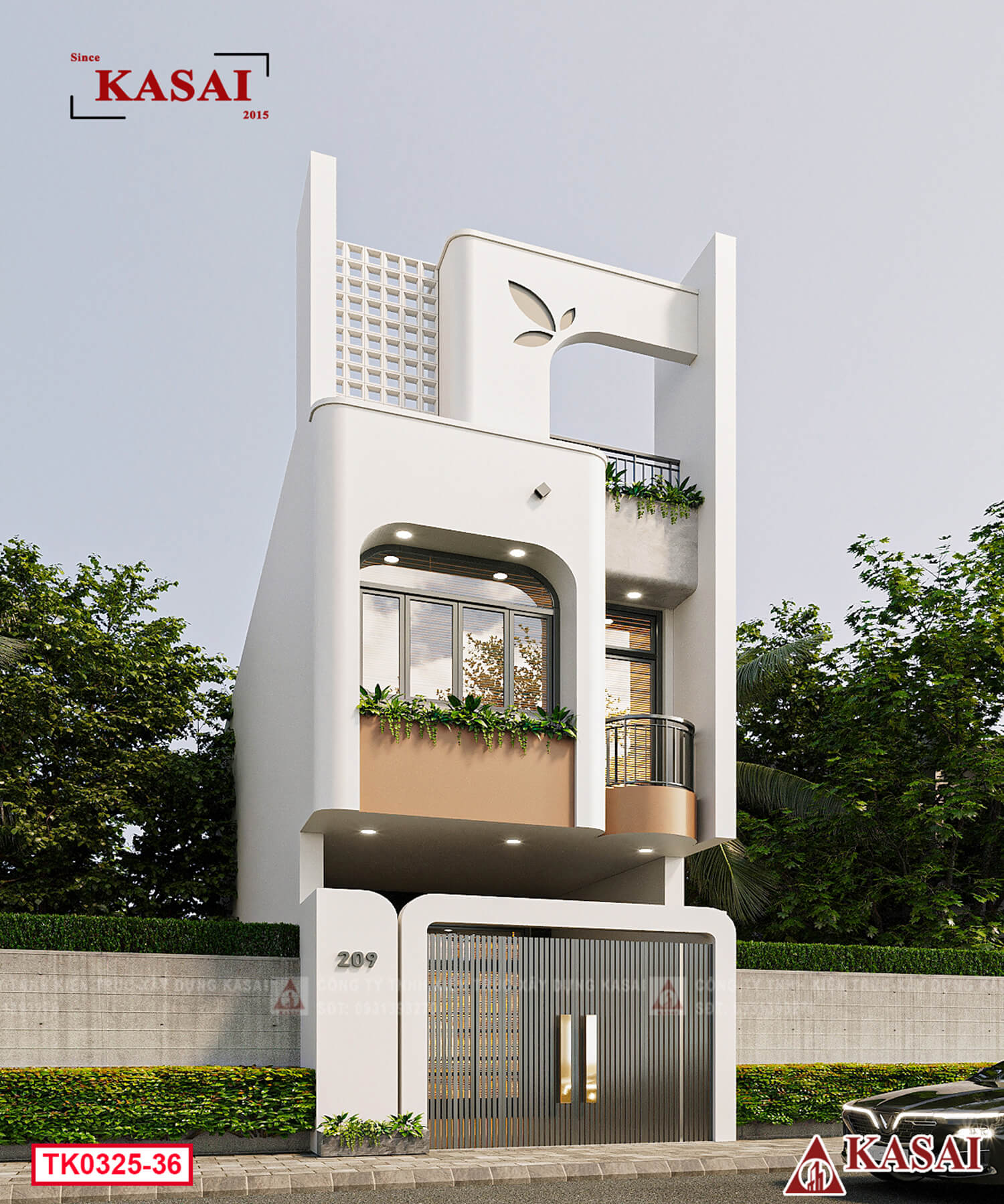 Thiết kế nhà 2 tầng 4,5x20m