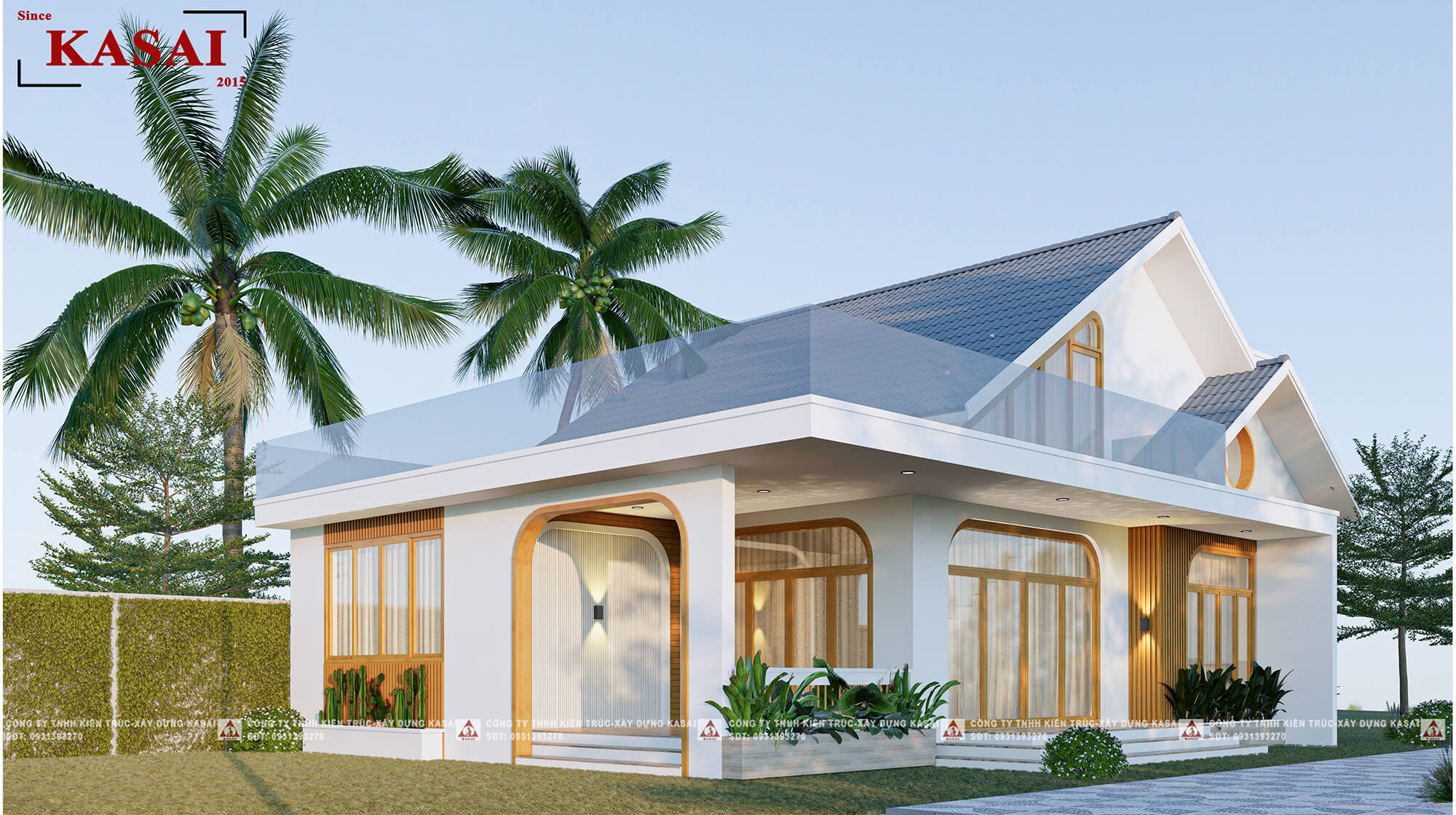 Bản vẽ 3D nhà cấp 4 có gác lửng