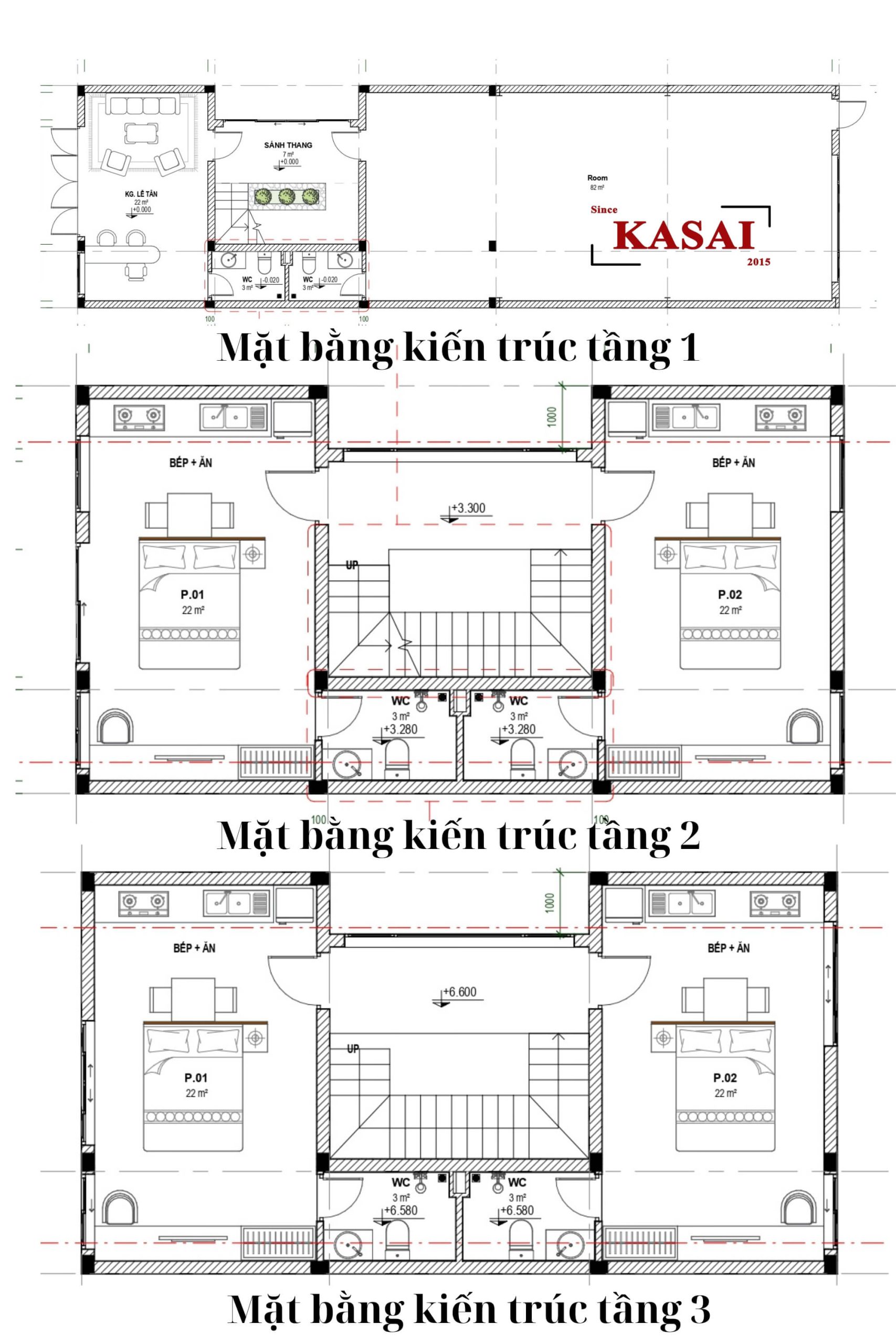 Bản vẽ thiết kế căn hộ cho thuê 2 tầng