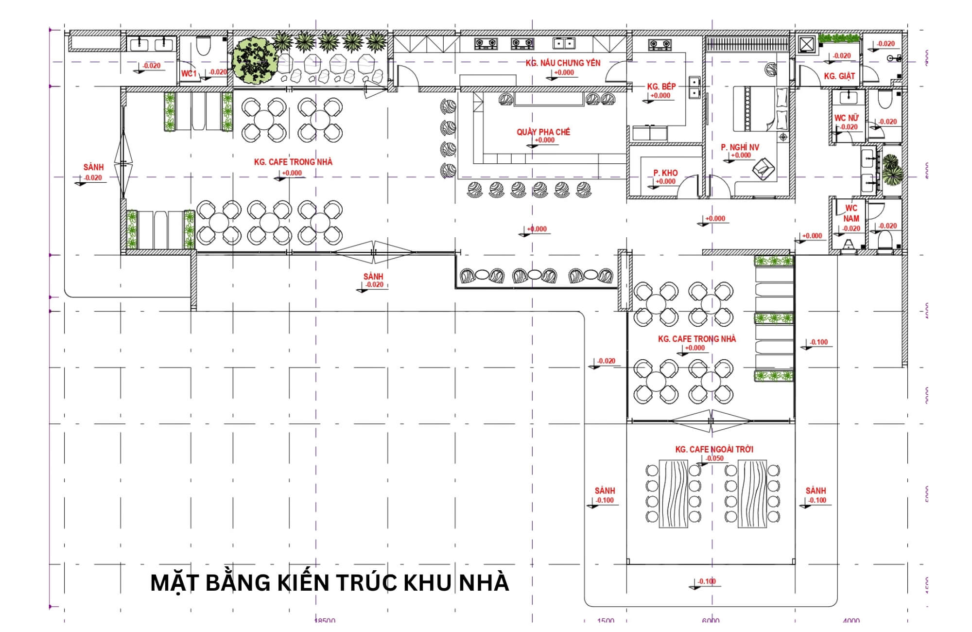 Bản vẽ thiết kế quán cà phê sân vườn đẹp chi tiết