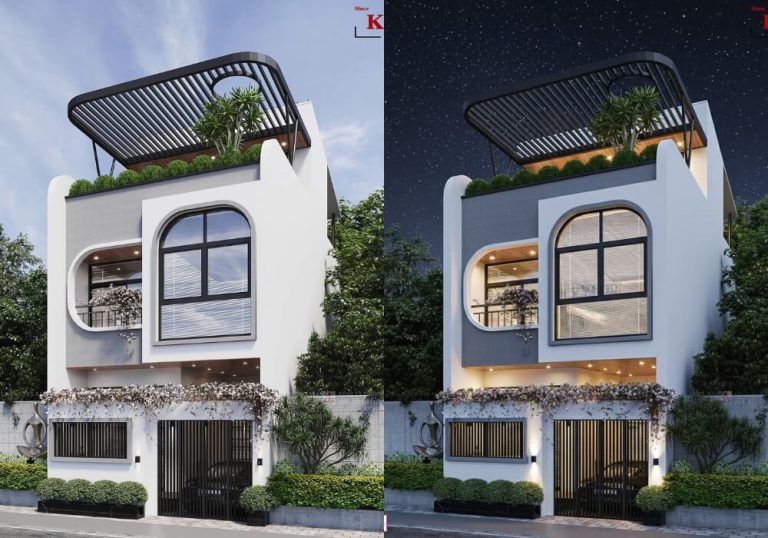 Mẫu nhà 2 tầng 1 tum mặt tiền 6m