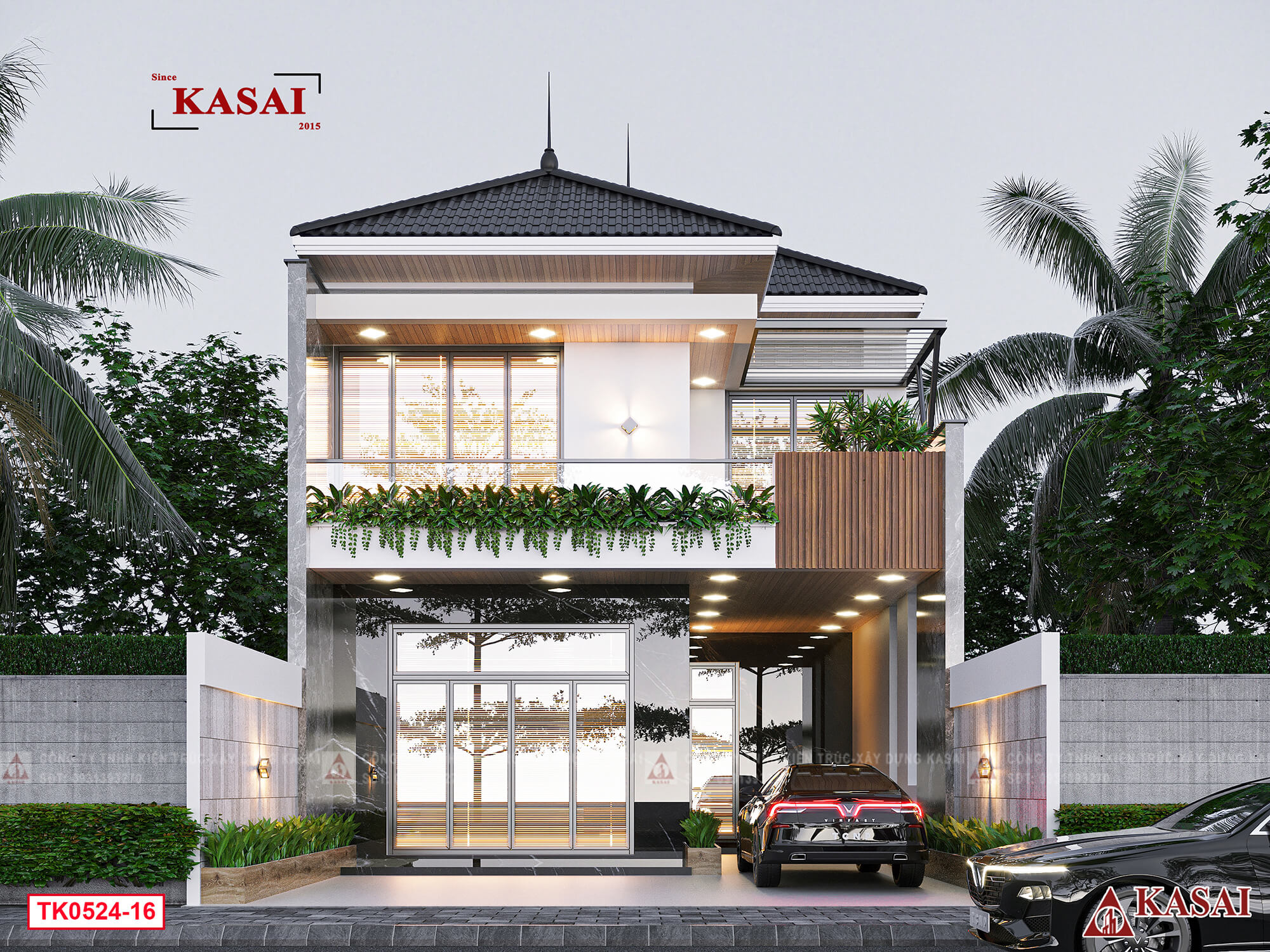 Mẫu nhà 2 tầng 8x10m mái Nhật đẹp