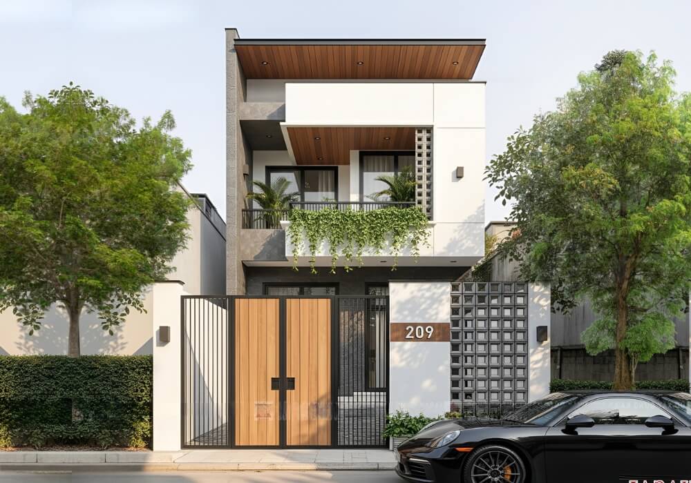 Mẫu nhà 6.5x18m đẹp tối giản kết hợp mảng xanh thư thái