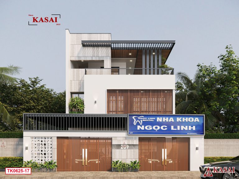 Mẫu nhà mặt tiền 11m vừa ở vừa kinh doanh phòng khám nha khoa