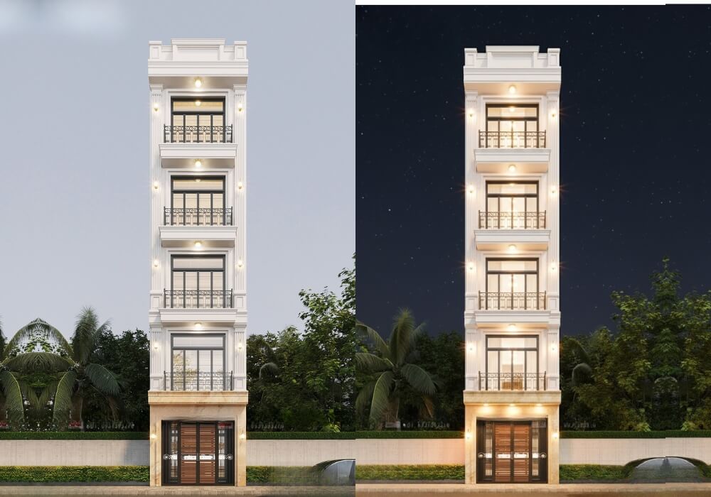 Nhà phố 4x10m 6 tầng tân cổ điển ấn tượng mạnh mẽ