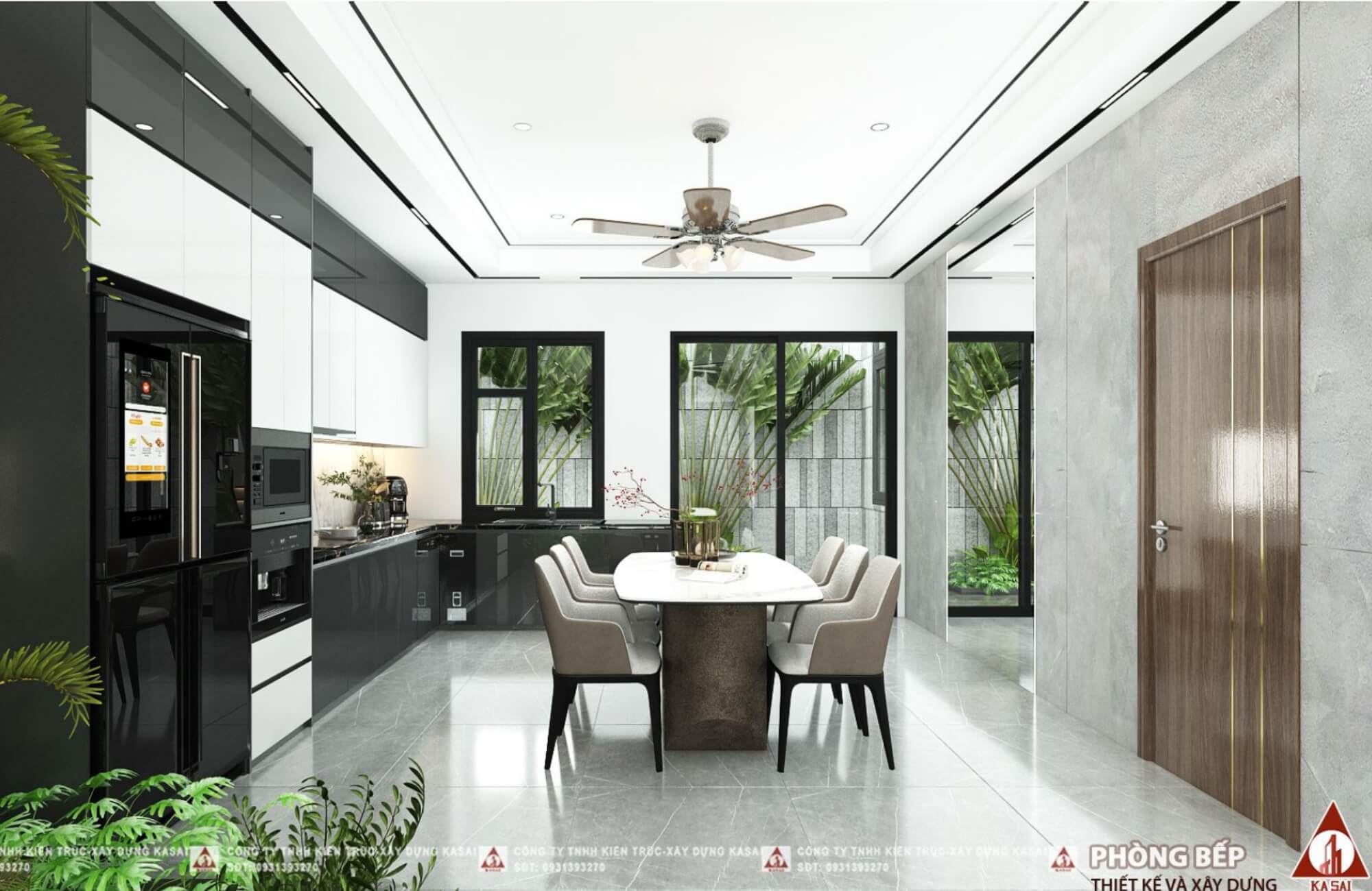 Phòng bếp mẫu nhà 2 tầng 8x10m mái Nhật