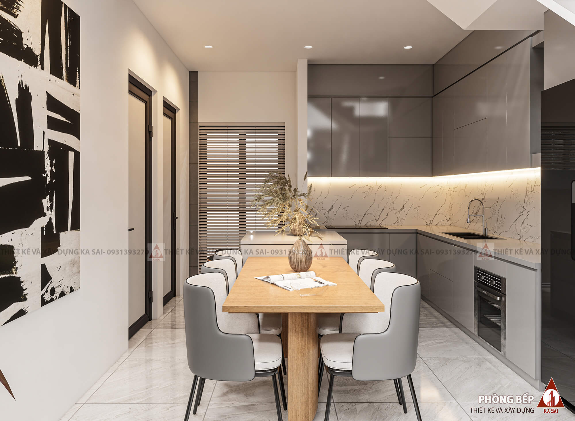Phòng bếp biệt thự mặt tiền 8m
