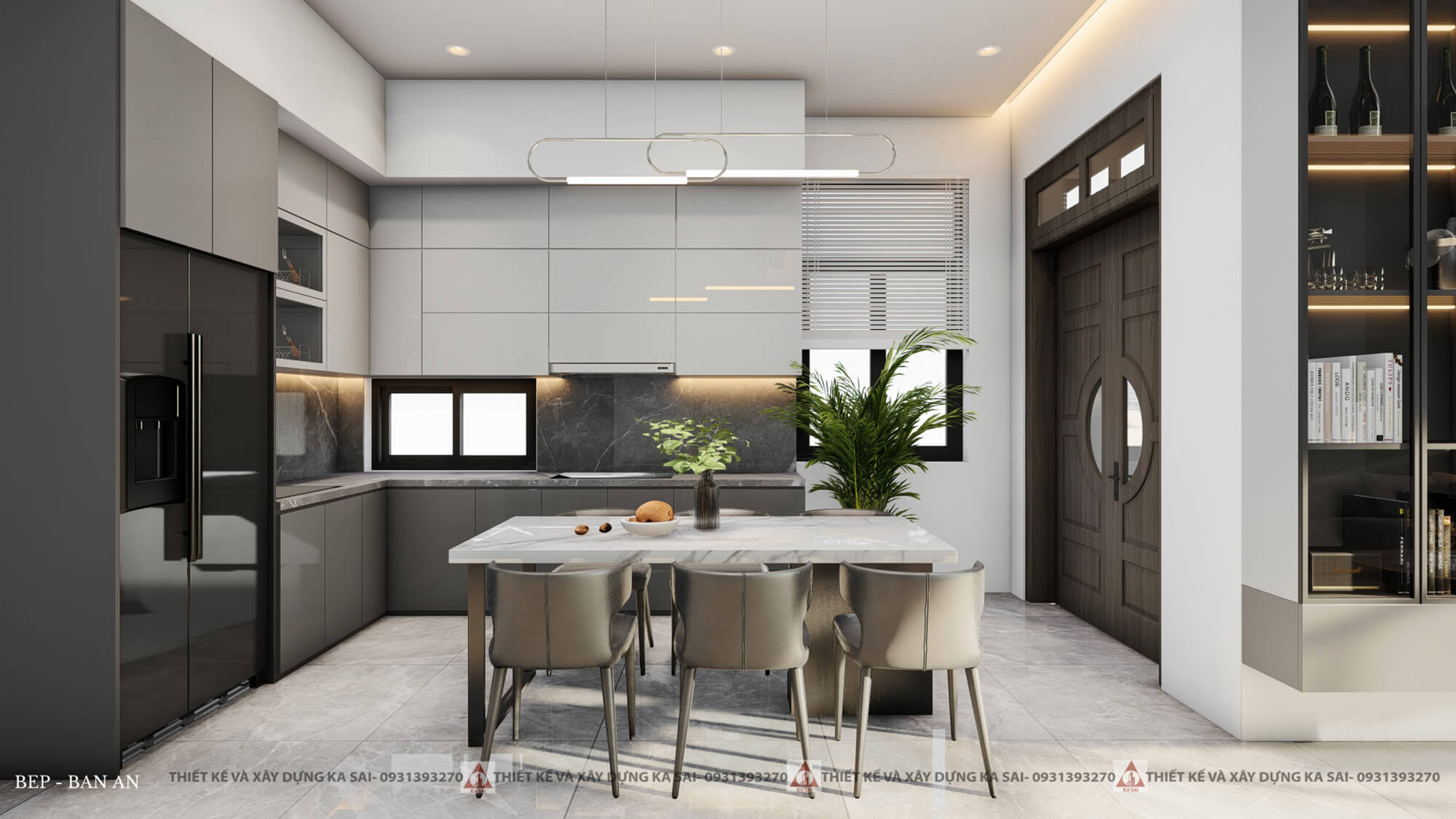Phòng bếp mẫu nhà 7x12m 2 tầng