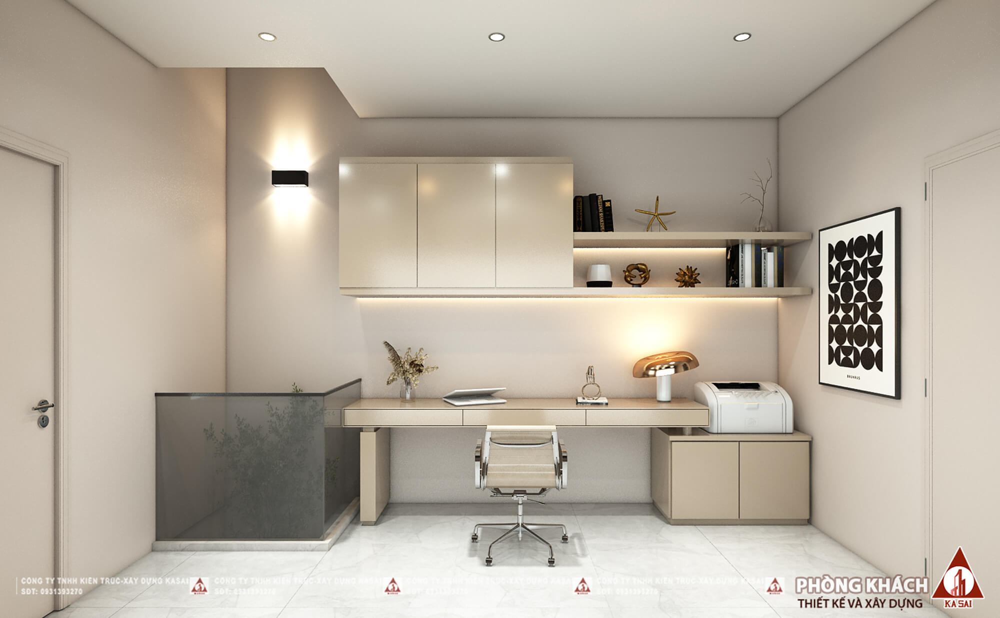 Phòng học bản vẽ thiết kế nhà 5x17 3 tầng đẹp