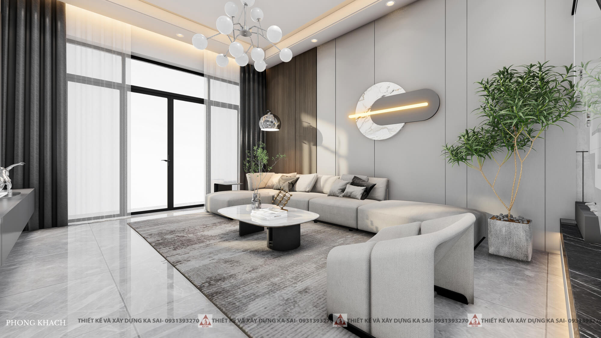 Phòng khách mẫu nhà 7x12m 2 tầng