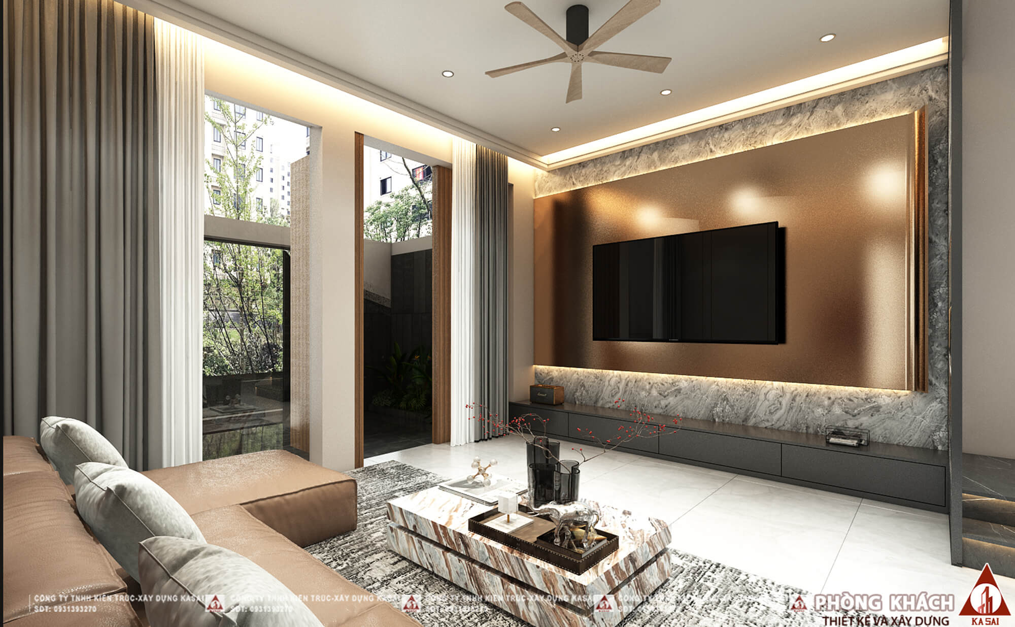Phòng khách bản vẽ thiết kế nhà 5x17 3 tầng đẹp
