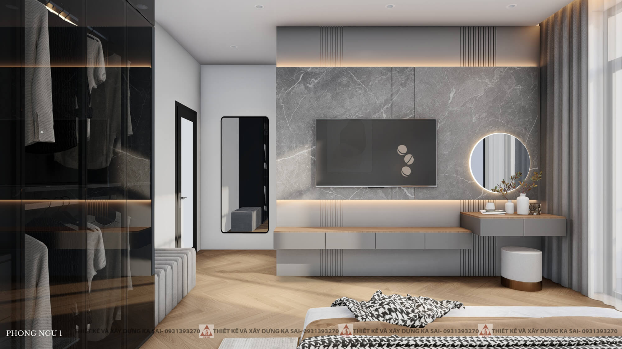Phòng ngủ 1 mẫu nhà 6x18m đẹp