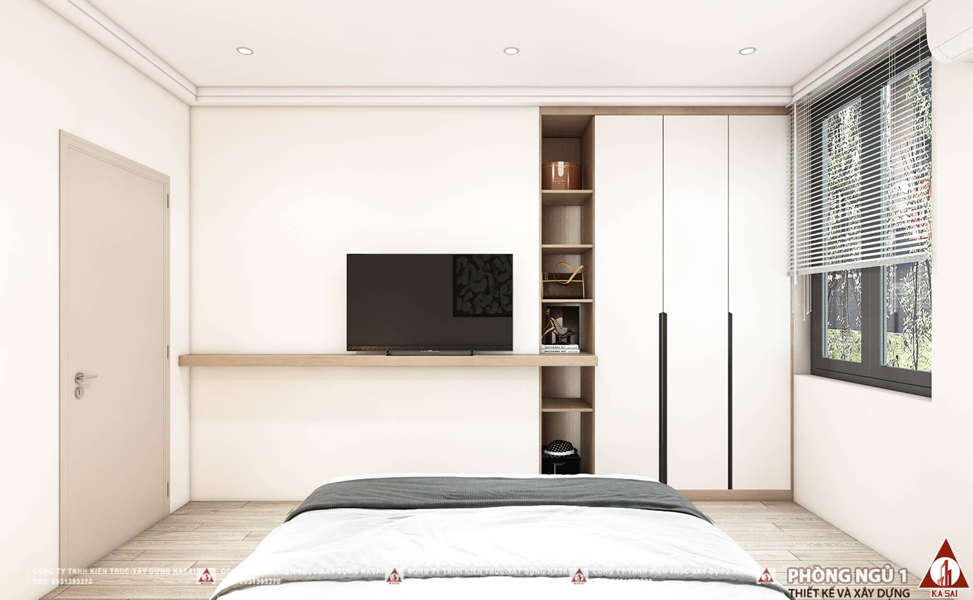 Phòng ngủ 1 bản vẽ thiết kế nhà 5x17 3 tầng đẹp