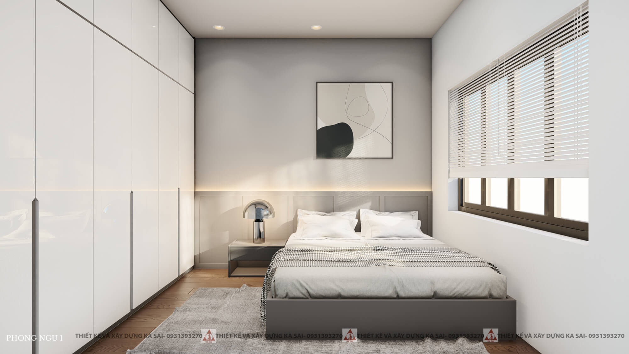 Phòng ngủ 1 mẫu nhà 7x12m 2 tầng