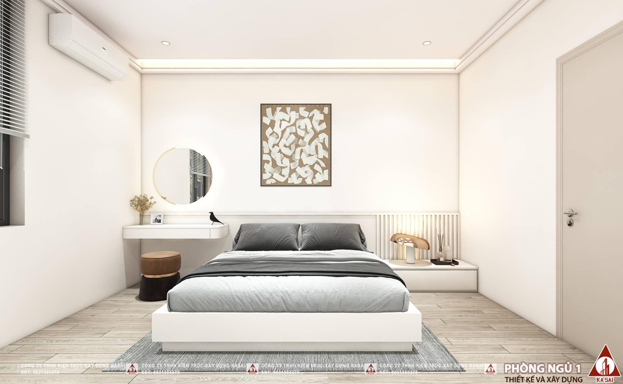 Phòng ngủ 1 bản vẽ thiết kế nhà 5x17 3 tầng đẹp