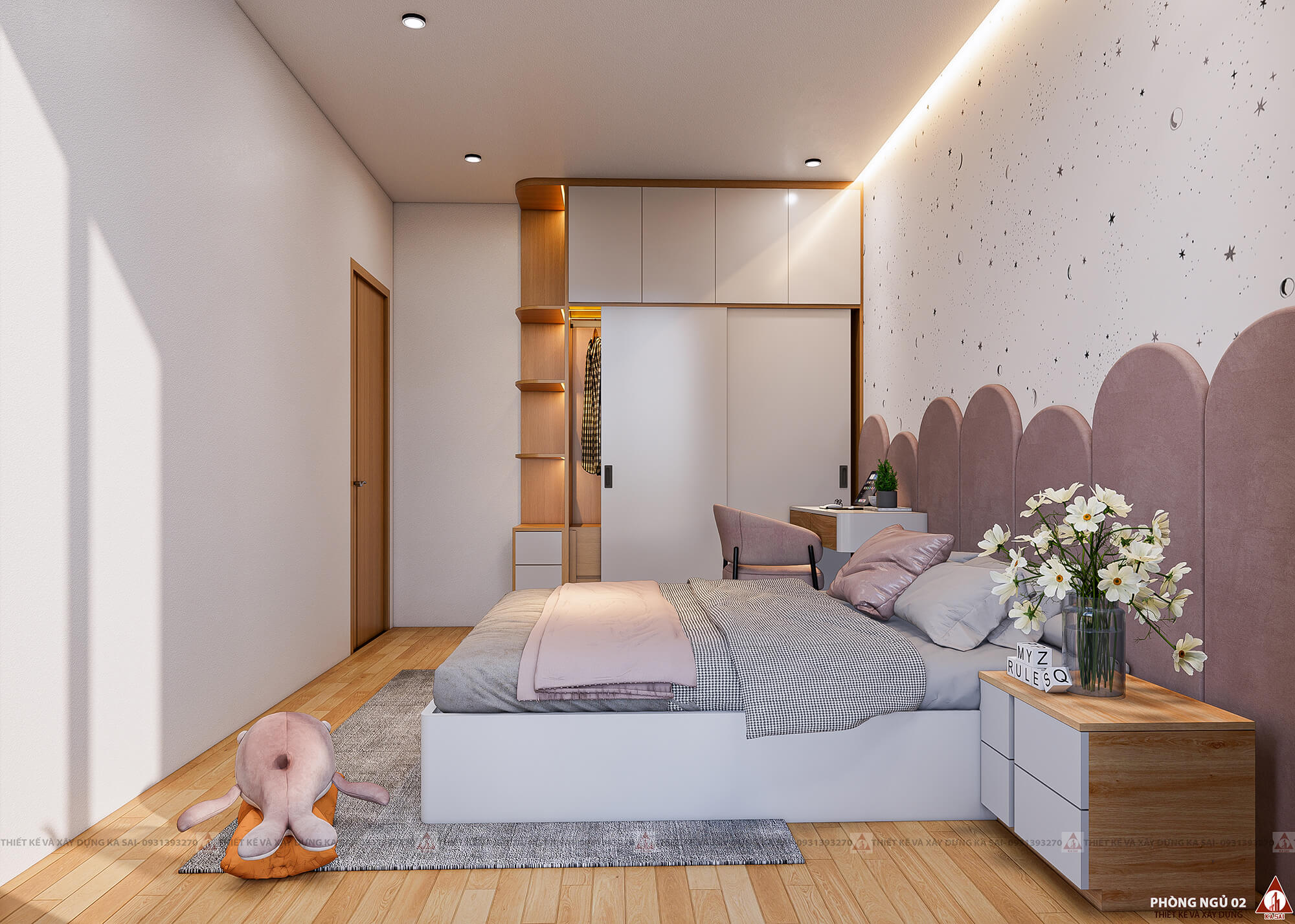 Phòng ngủ 2 thiết kế nhà mặt tiền 7m sâu 12m đẹp