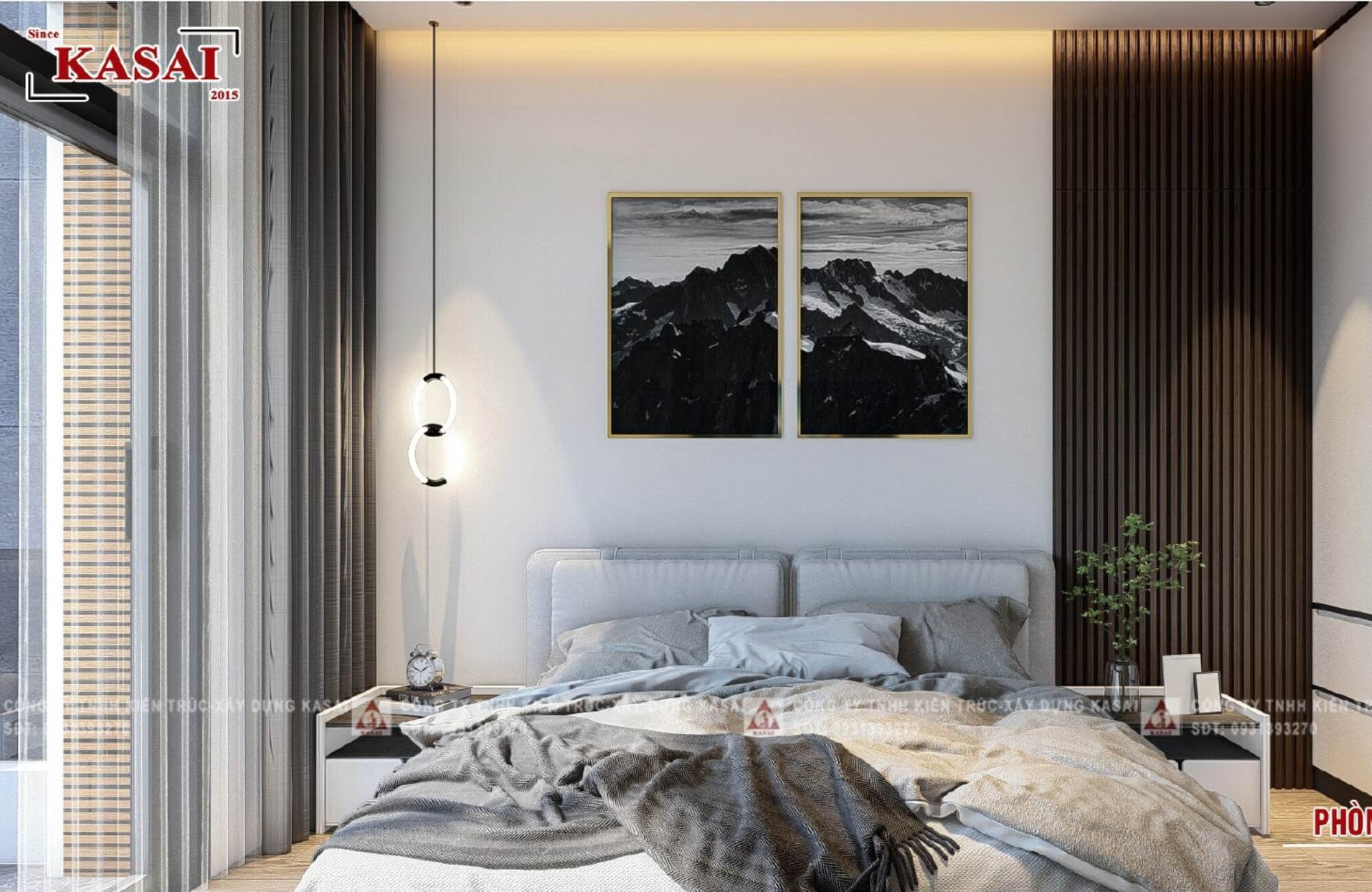 Phòng ngủ 3 mẫu nhà 2 tầng mái Nhật 5 phòng ngủ