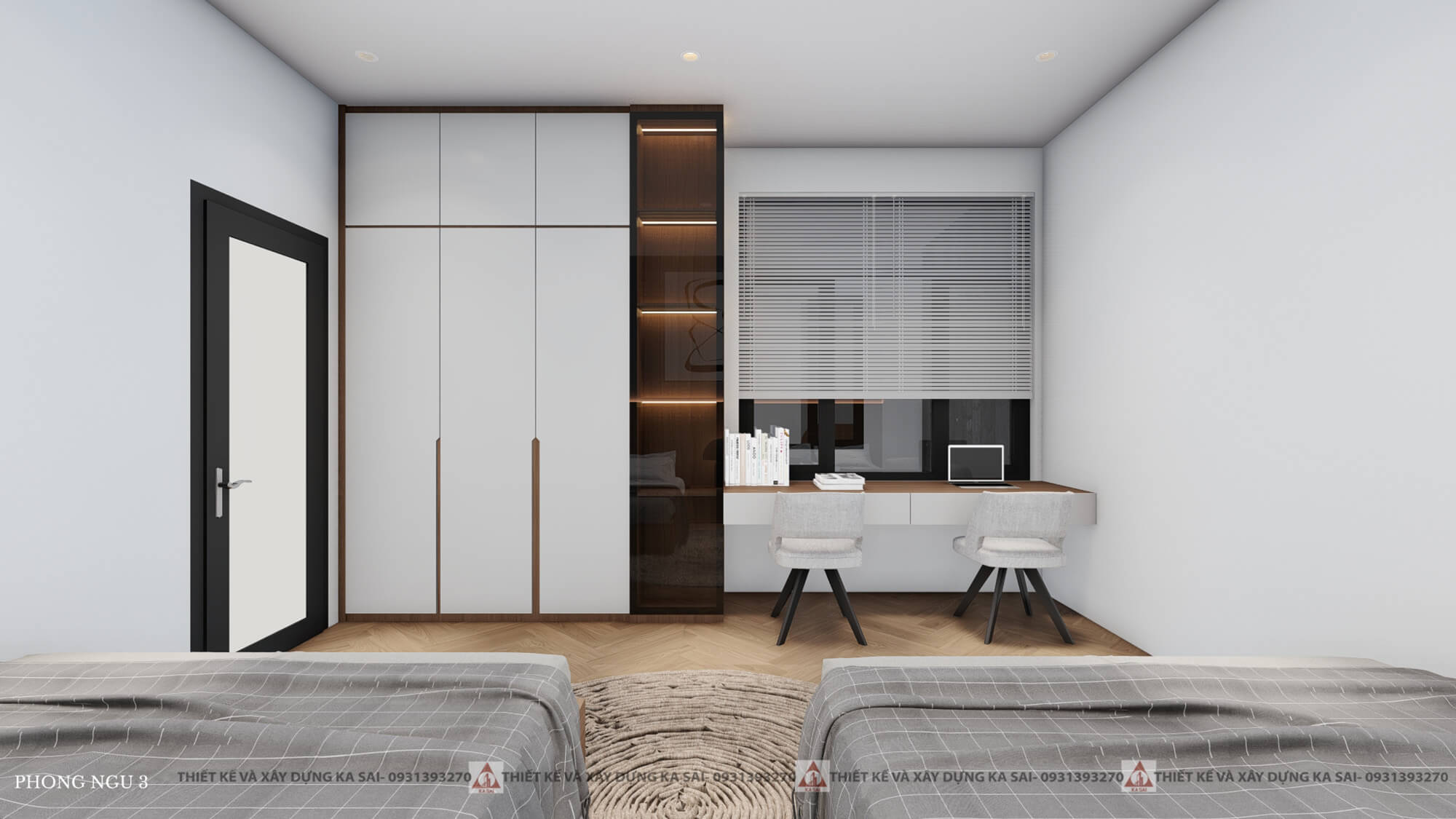 Phòng ngủ 3 mẫu nhà 6x18m đẹp