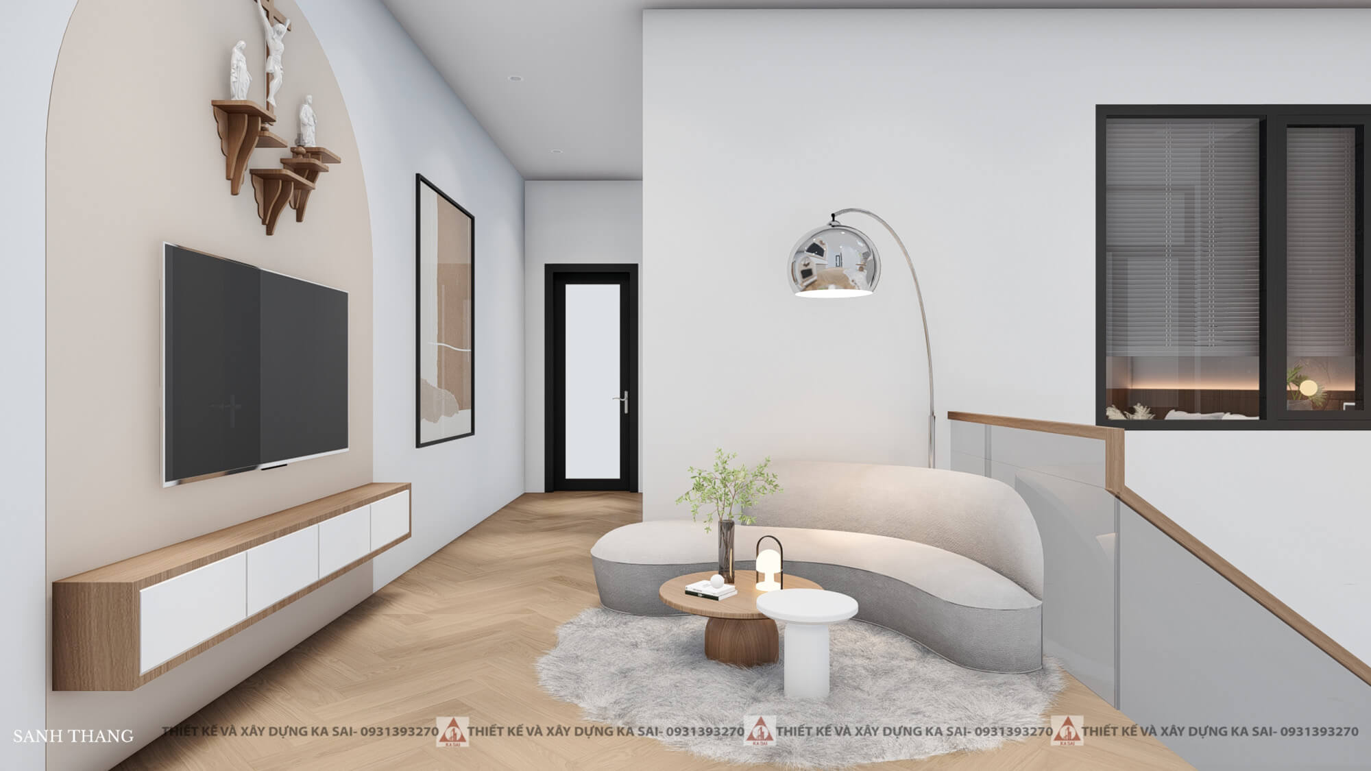 Phòng sinh hoạt chung mẫu nhà 6x18m đẹp