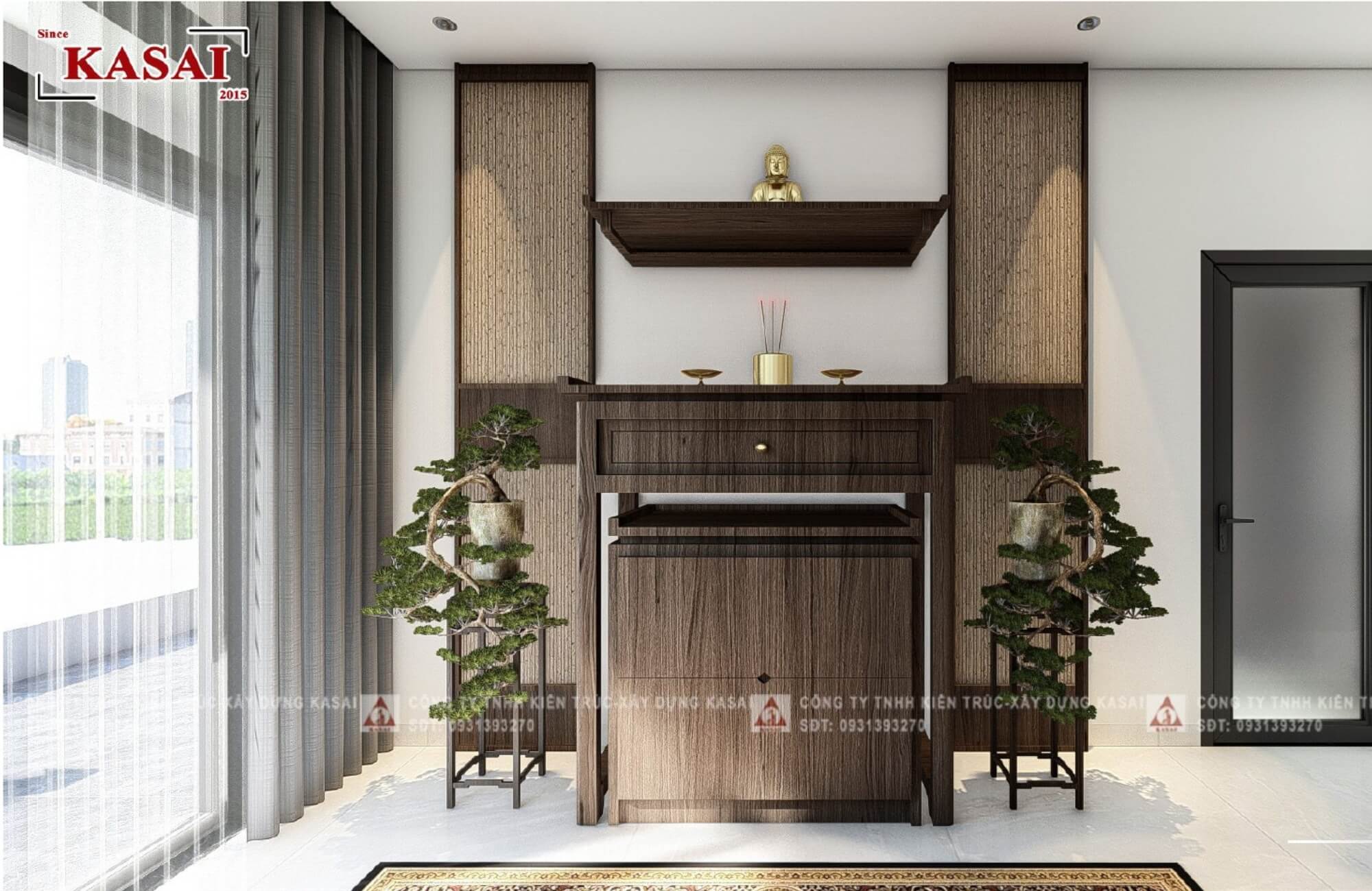 Phòng thờ mẫu nhà 2 tầng mái Nhật 5 phòng ngủ