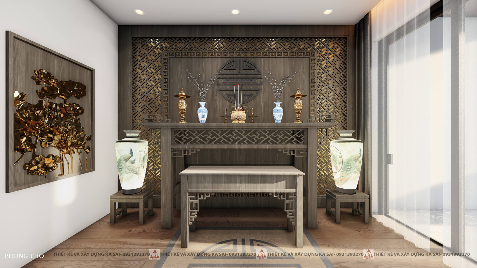 Phòng thờ mẫu nhà 7x12m 2 tầng